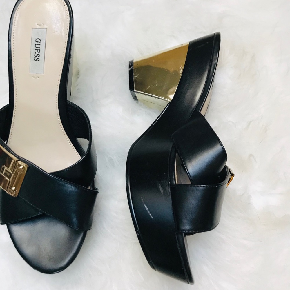 GUESS Black & Gold Sandals